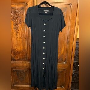Metropolitan Vintage-Inspired Black Button-Front Women’s Dress